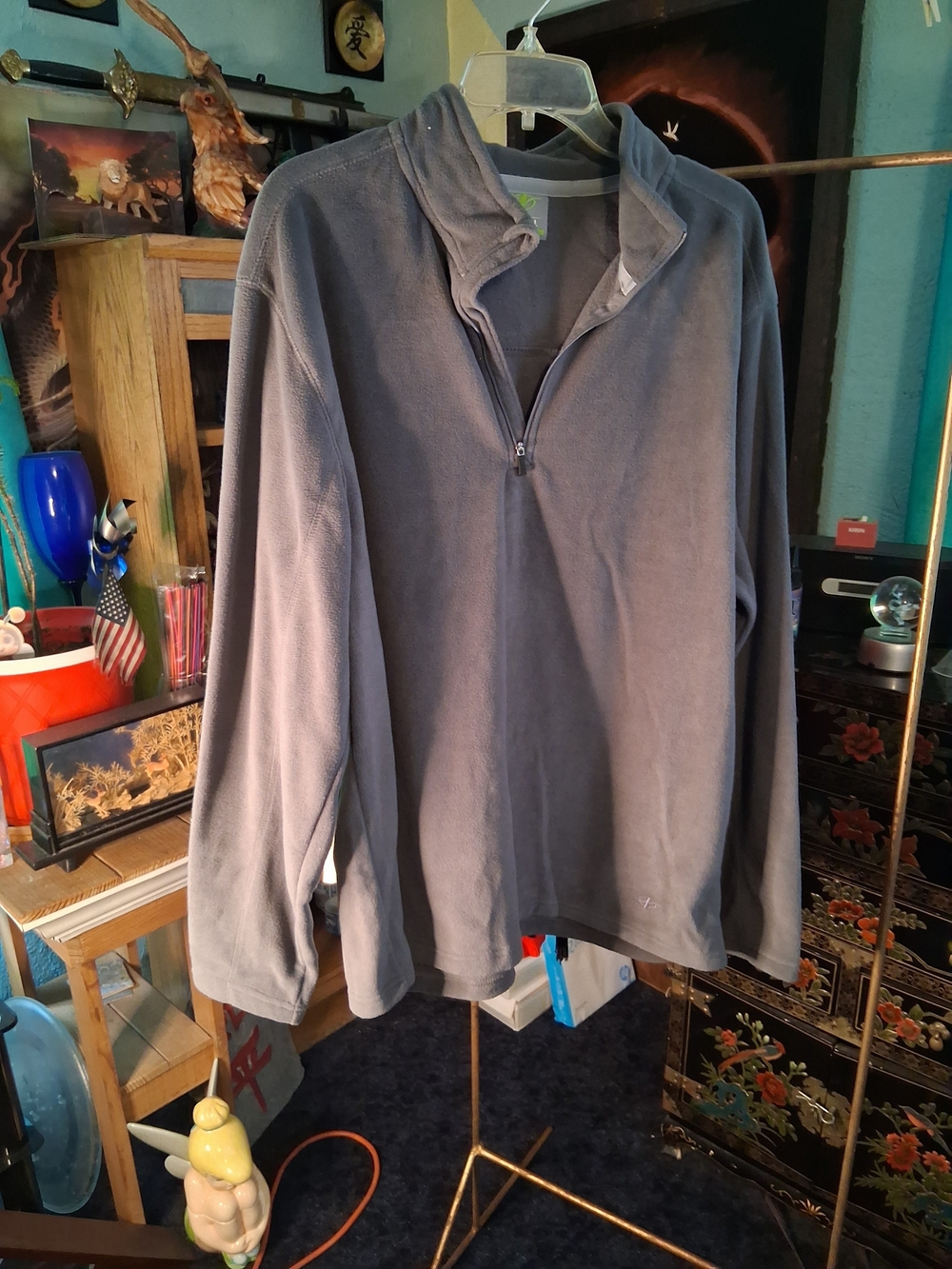 Men's Slate Gray Half-Zip Fleece Pullover Jacket